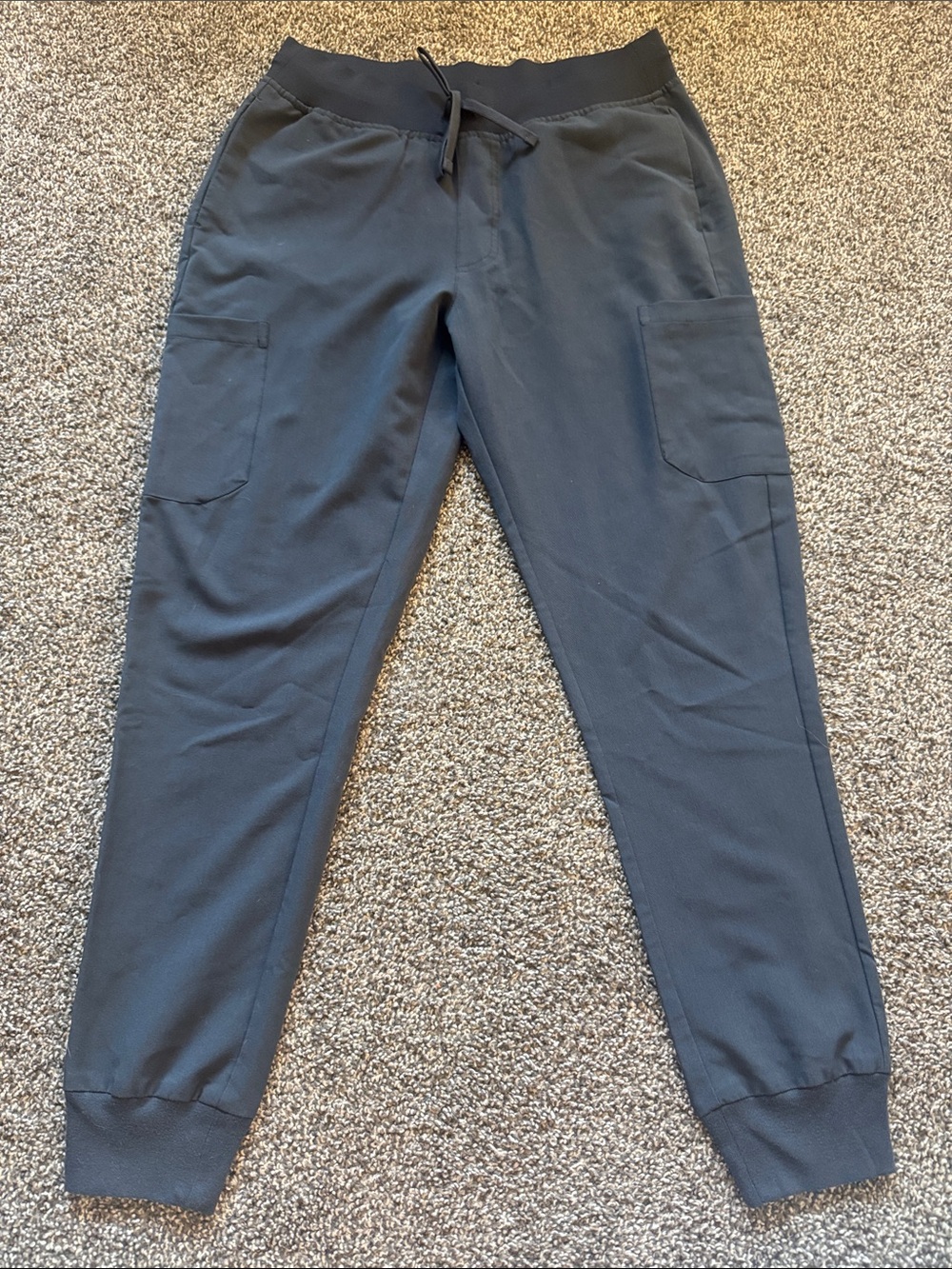 Women's Dark Gray Scrubs Cargo Jogger Pants with Drawstring Waist